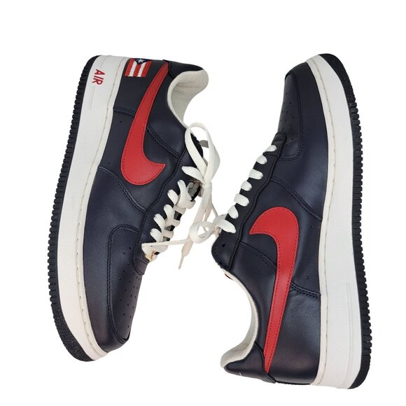 Nike Air Force 1 Puerto Rico 5 Low Basketball Shoe Navy/Red/White Size 10.5 - Picture 9 of 12